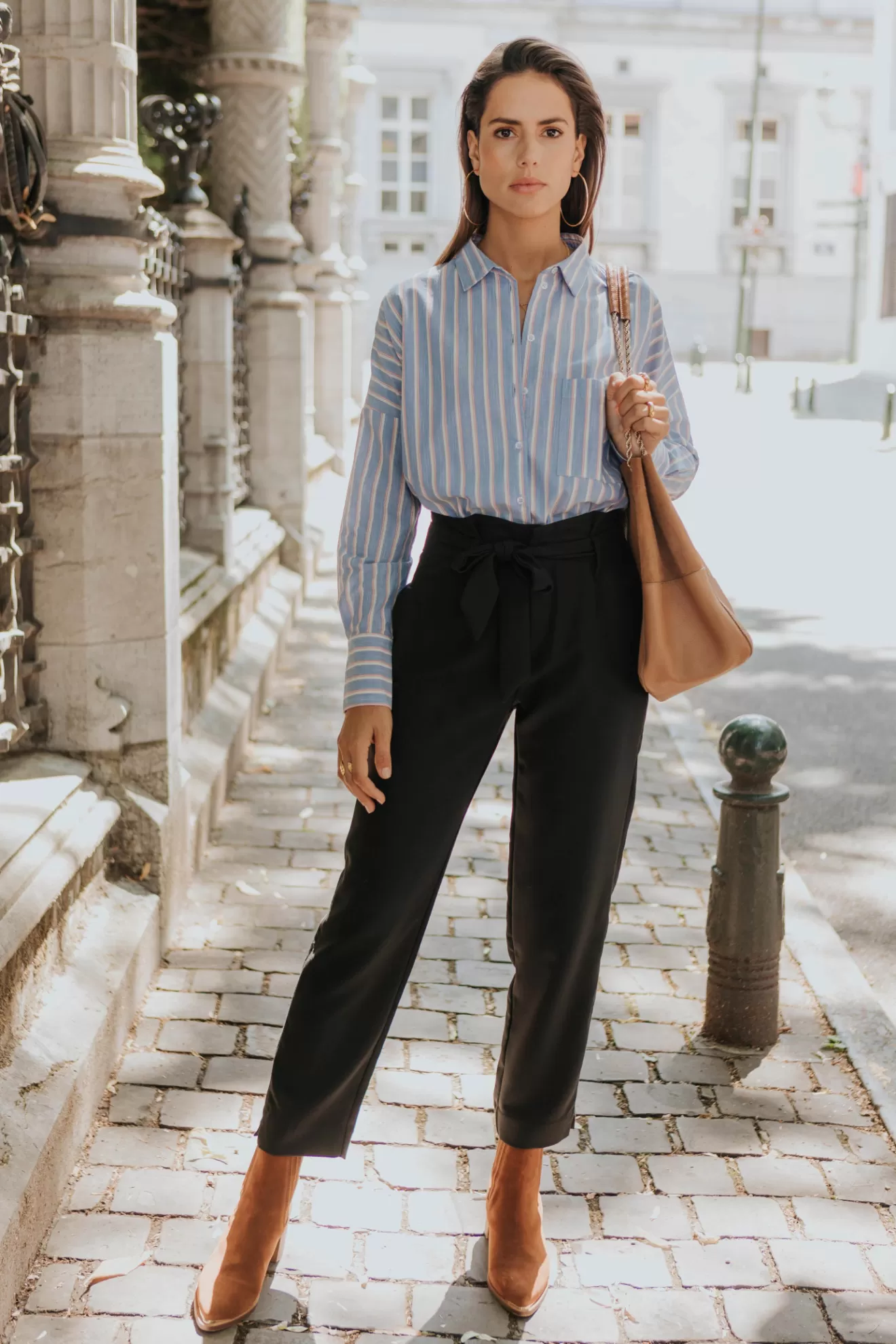 Chemise Jodie rayure rouge & bleu>Orta Shop